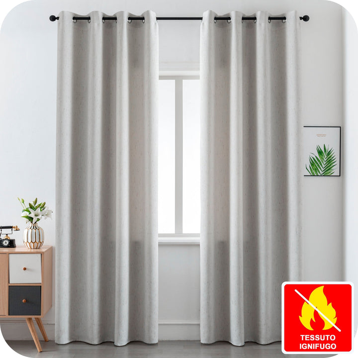TENDA IGNIFUGA PANTELLERIA SEMI OSCURANTE FANTASIA A TRATTEGGI 1 PANNELLO 140X260CM GREIGE