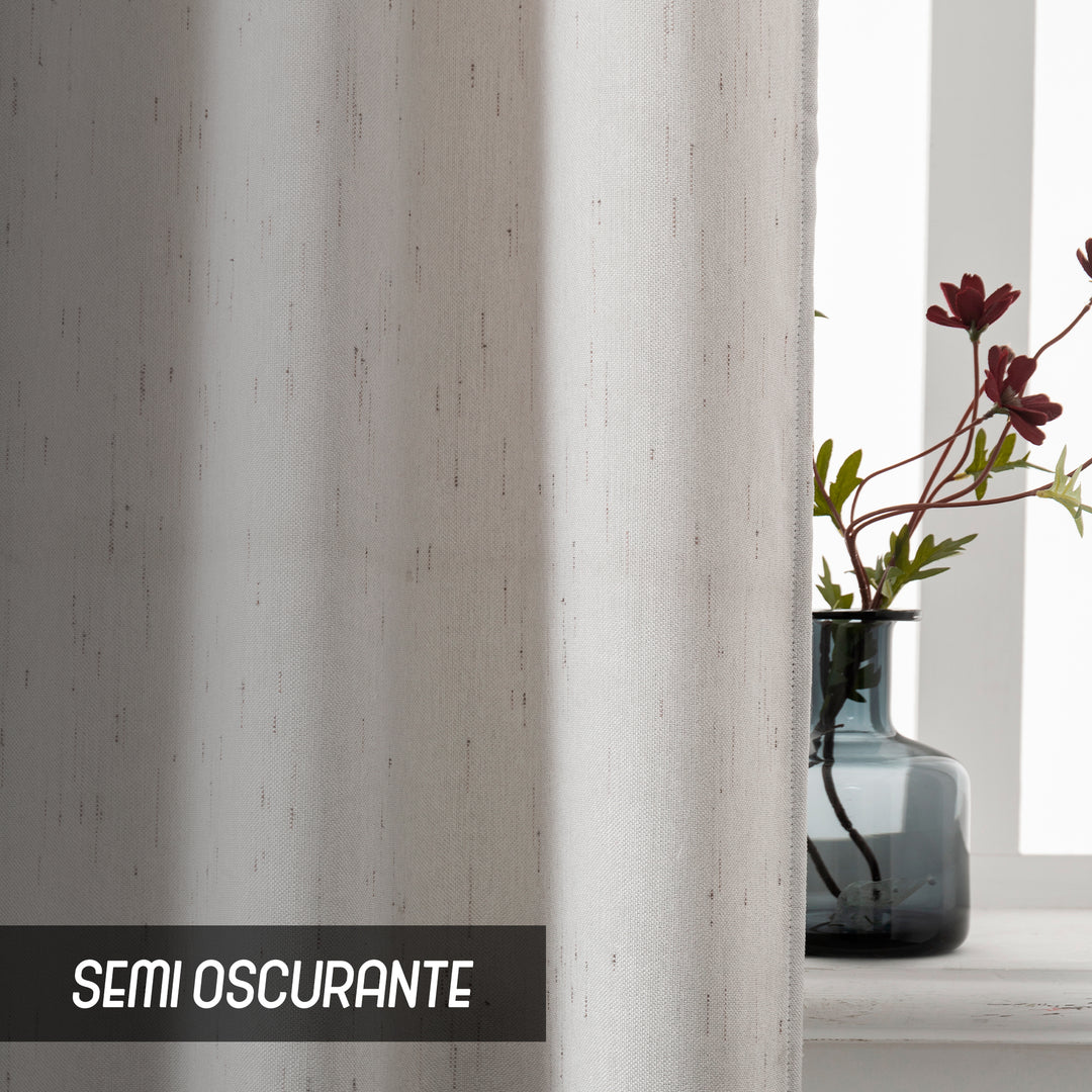 COPPIA TENDE PANTELLERIA IGNIFUGHE SEMI OSCURANTI FANTASIA A TRATTEGGI 2X70X145CM GREIGE