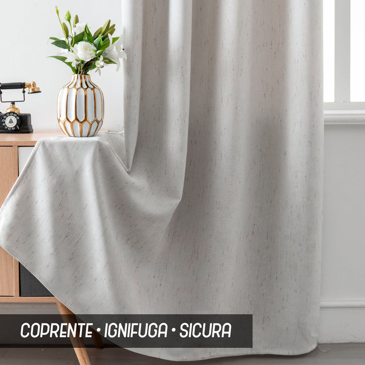 COPPIA TENDE PANTELLERIA IGNIFUGHE SEMI OSCURANTI FANTASIA A TRATTEGGI 2X70X145CM GREIGE