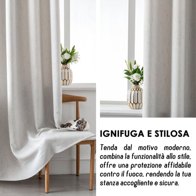 TENDA IGNIFUGA PANTELLERIA SEMI OSCURANTE FANTASIA A TRATTEGGI 140X240CM GREIGE