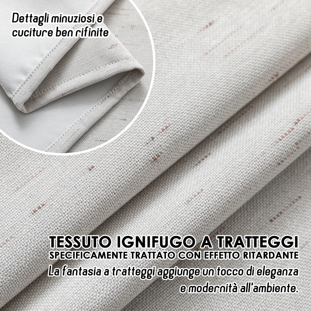 TENDA IGNIFUGA PANTELLERIA SEMI OSCURANTE FANTASIA A TRATTEGGI 1 PANNELLO 140X275CM GREIGE
