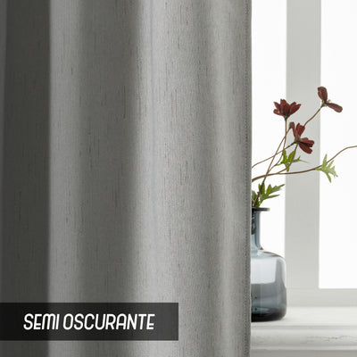 COPPIA TENDE PANTELLERIA IGNIFUGHE SEMI OSCURANTI FANTASIA A TRATTEGGI 2X70X145CM GRIGIO