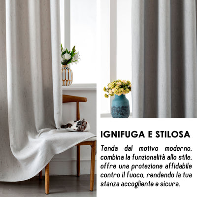 COPPIA TENDE PANTELLERIA IGNIFUGHE SEMI OSCURANTI FANTASIA A TRATTEGGI 2X70X235CM GRIGIO