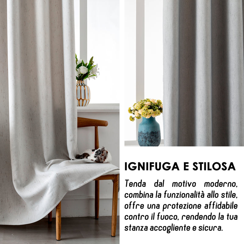 TENDA IGNIFUGA PANTELLERIA SEMI OSCURANTE FANTASIA A TRATTEGGI 140X275CM GRIGIO