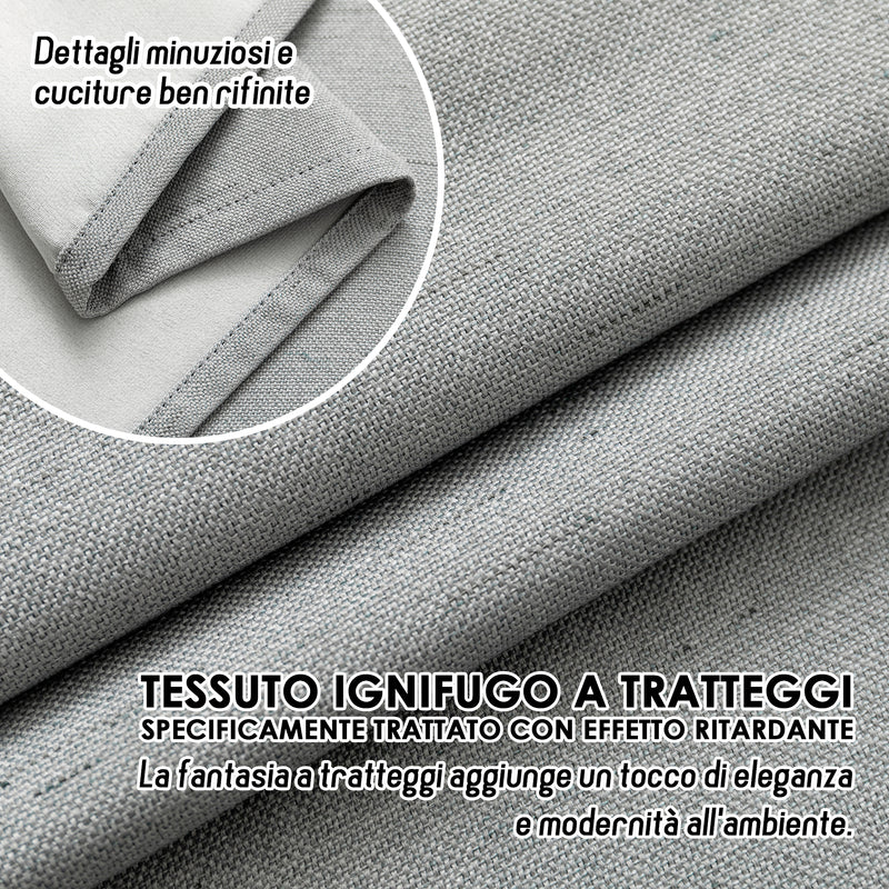 COPPIA TENDE PANTELLERIA IGNIFUGHE SEMI OSCURANTI FANTASIA A TRATTEGGI 2X70X145CM GRIGIO