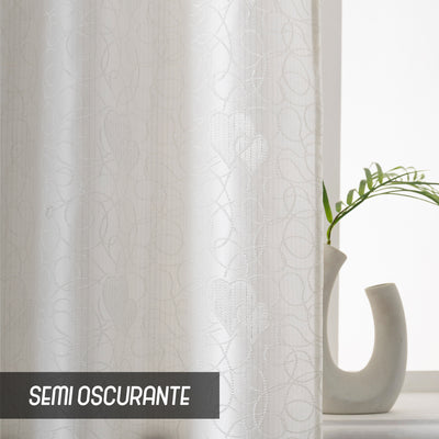 COPPIA TENDE SEMI OSCURANTI FANTASIA CUORI 2X70X145CM BIANCO