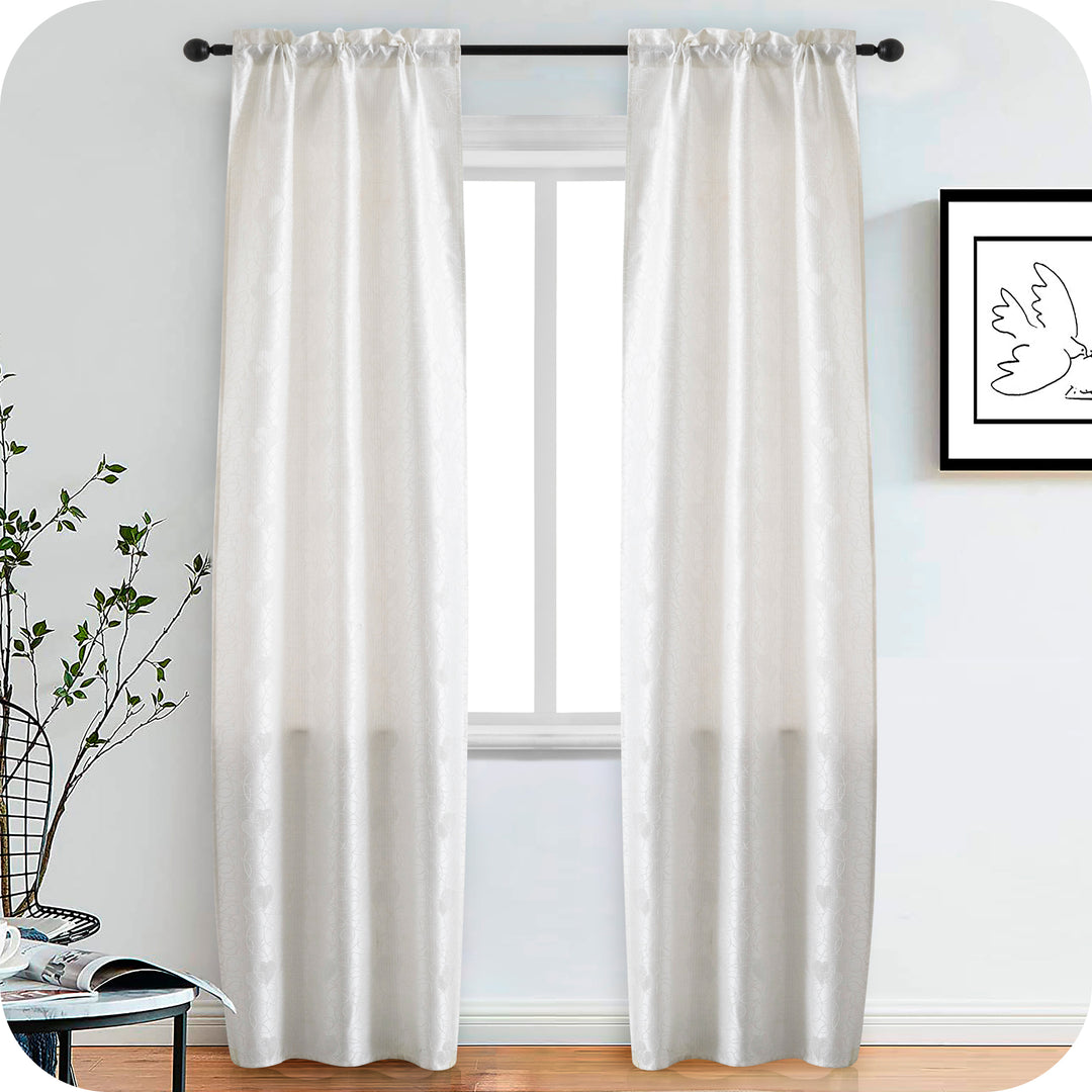 COPPIA TENDE SEMI OSCURANTI FANTASIA CUORI 2X70X235CM BIANCO