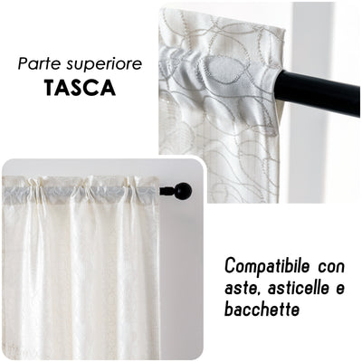 COPPIA TENDE SEMI OSCURANTI FANTASIA CUORI 2X70X235CM BIANCO