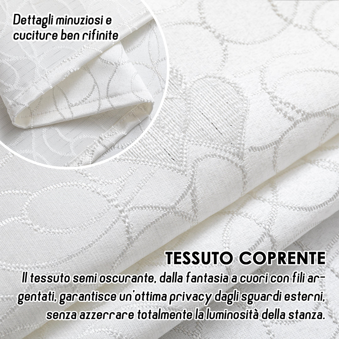 TENDA SEMI OSCURANTE FANTASIA CUORI 1 PANNELLO 140X285CM BIANCO
