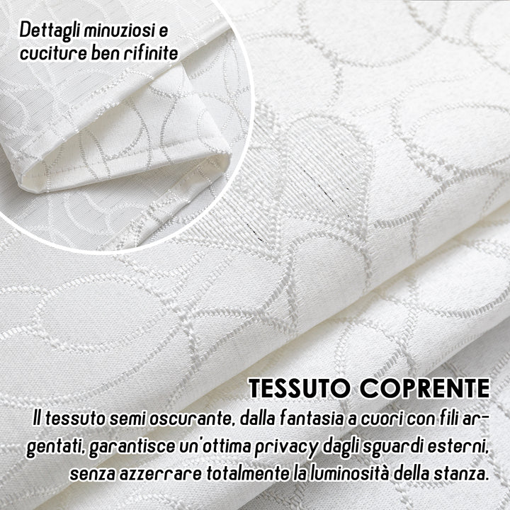 TENDA SEMI OSCURANTE FANTASIA CUORI 1 PANNELLO 140X285CM BIANCO