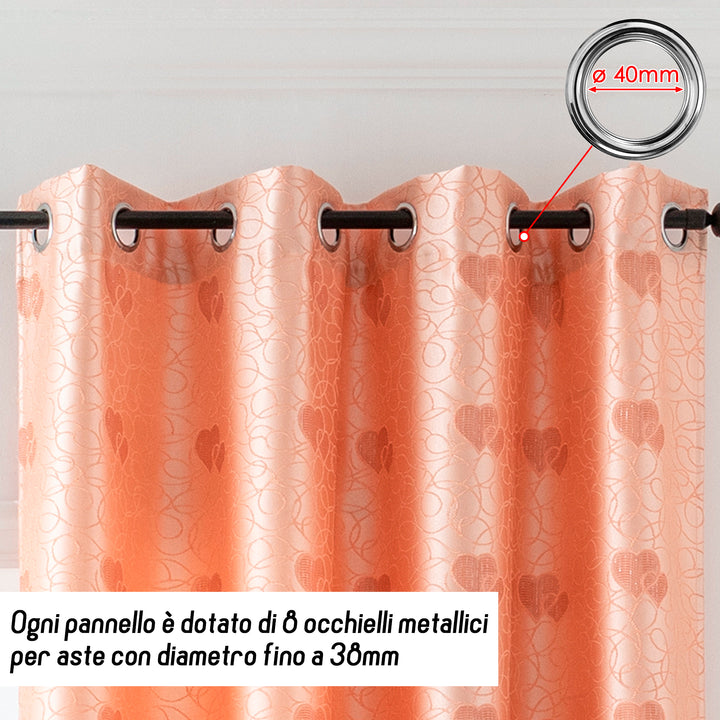 TENDA SEMI OSCURANTE FANTASIA CUORI 1 PANNELLO 140X275CM ALBICOCCA