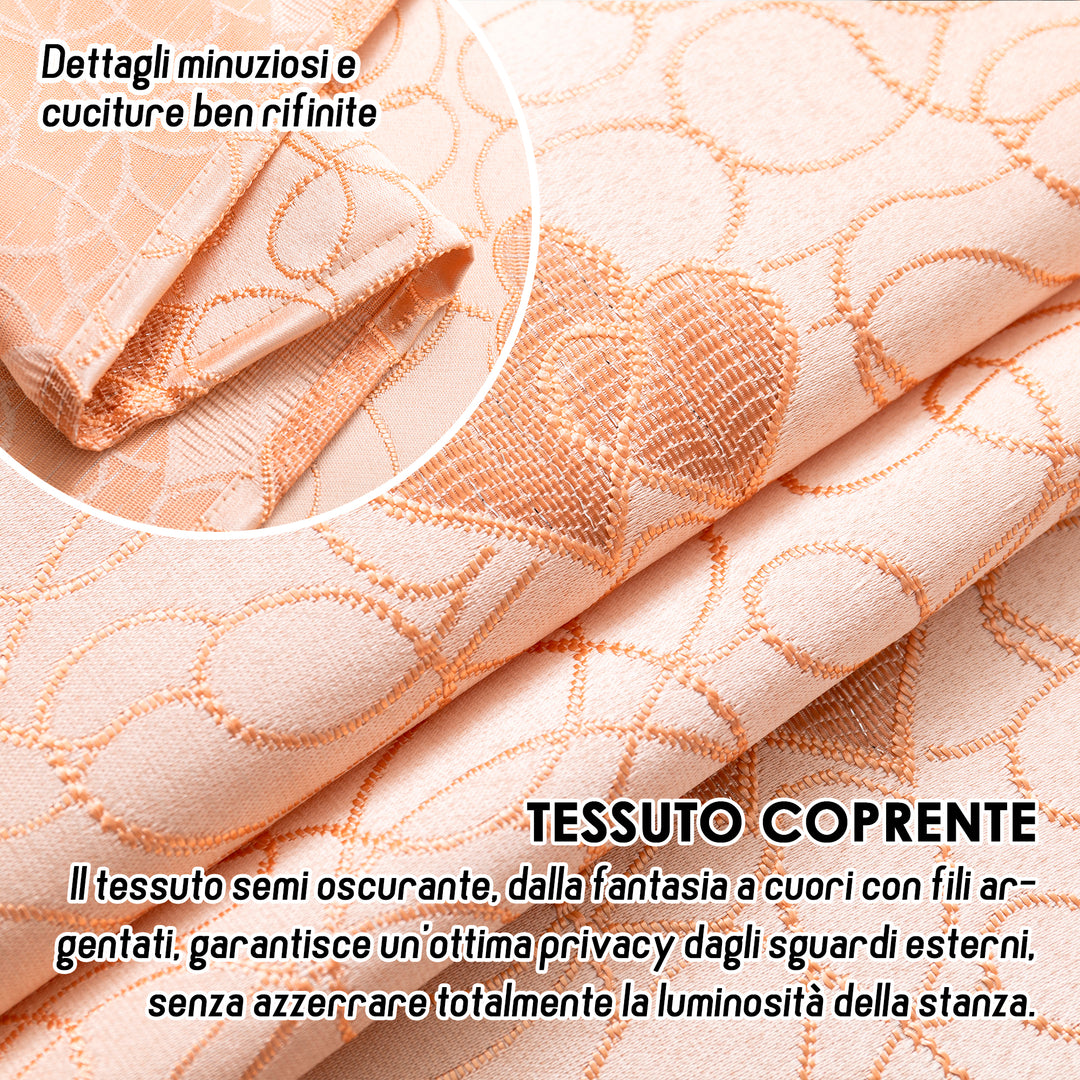 TENDA SEMI OSCURANTE FANTASIA CUORI 1 PANNELLO 140X275CM ALBICOCCA