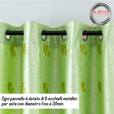 TENDA SEMI OSCURANTE FANTASIA CUORI 140X275CM VERDE