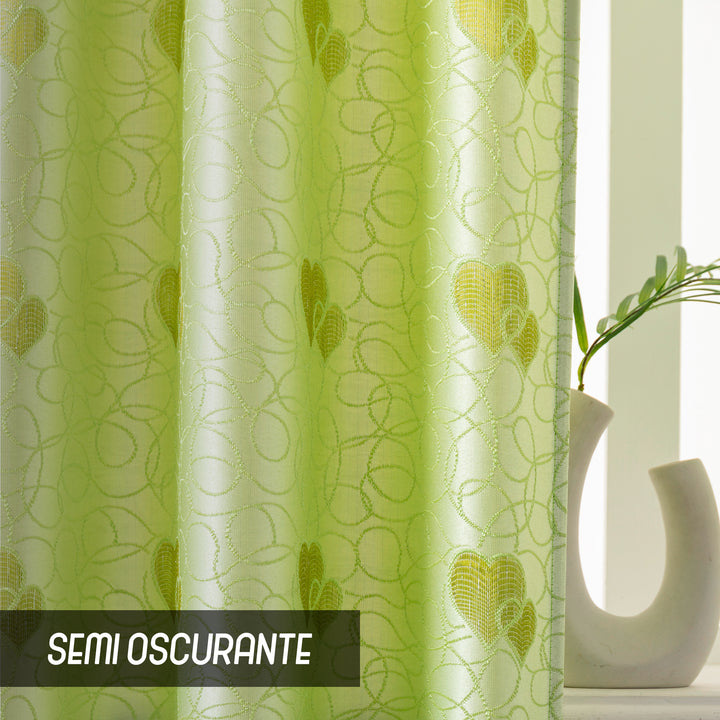 TENDA SEMI OSCURANTE FANTASIA CUORI 1 PANNELLO 140X275CM VERDE