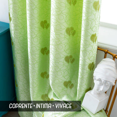 TENDA SEMI OSCURANTE FANTASIA CUORI 140X275CM VERDE