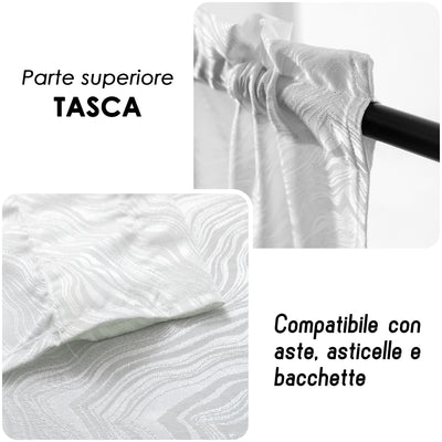 COPPIA TENDE ZANTE SEMI OSCURANTI FANTASIA ONDE 2X70X145CM BIANCO