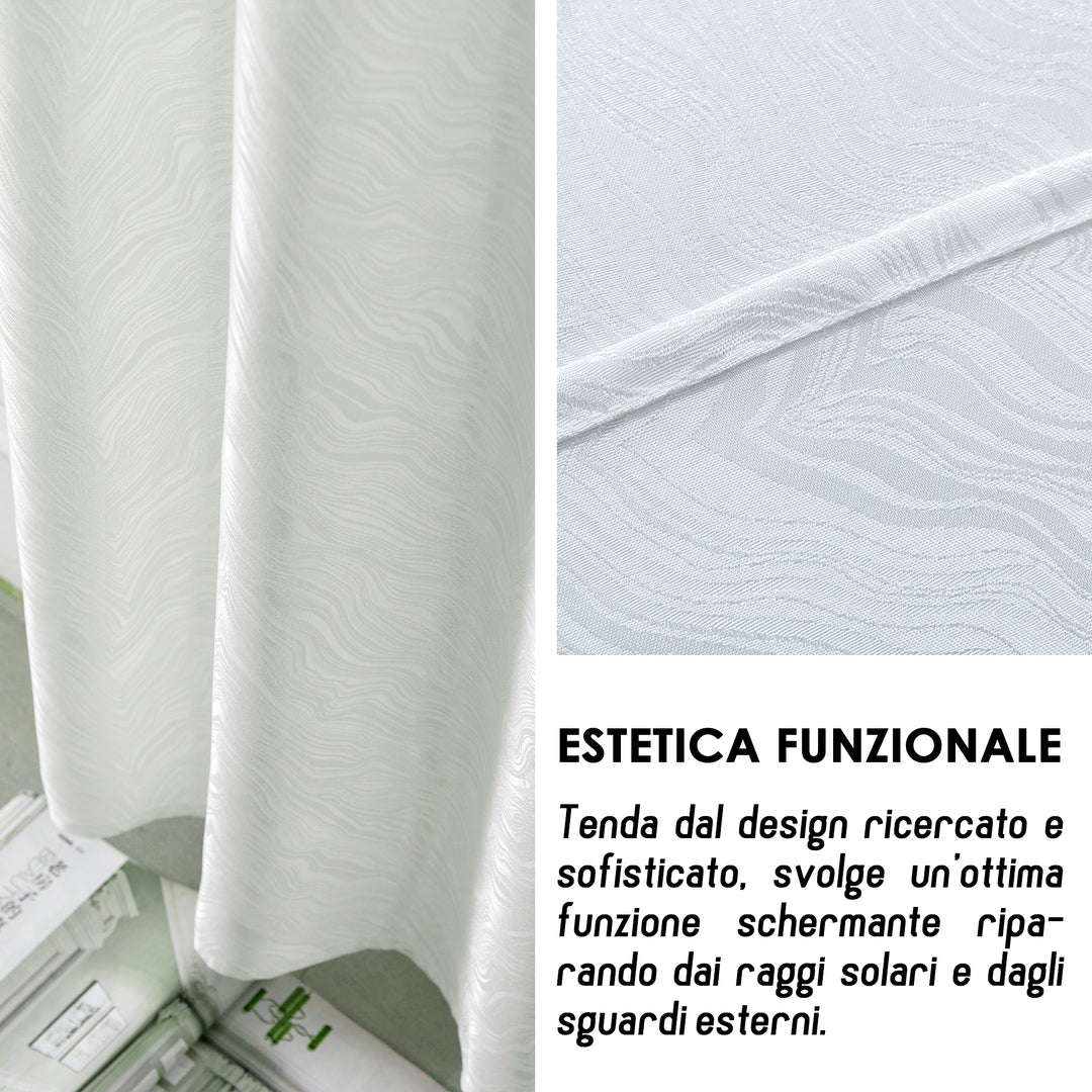TENDA ZANTE SEMI OSCURANTE FANTASIA ONDE 1 PANNELLO 140X285CM BIANCO