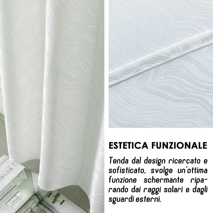 TENDA ZANTE SEMI OSCURANTE FANTASIA ONDE 1 PANNELLO 140X285CM BIANCO