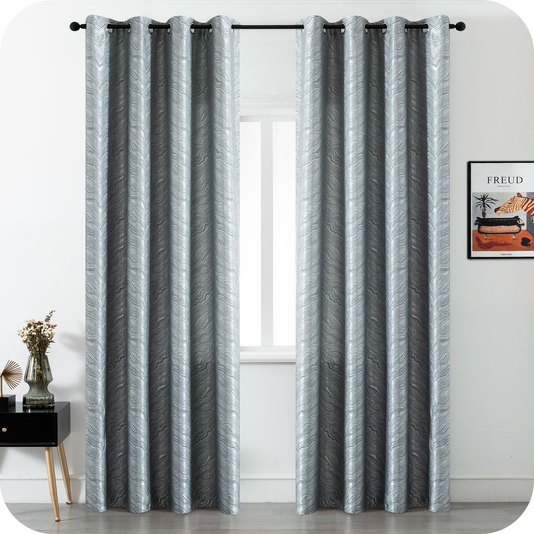 COPPIA TENDE ZANTE SEMI OSCURANTE FANTASIA ONDE 2 PANNELLO 140X285CM ARGENTO