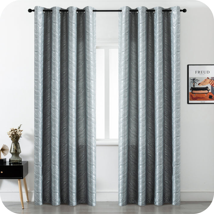 COPPIA TENDE ZANTE SEMI OSCURANTE FANTASIA ONDE 2 PANNELLO 140X285CM ARGENTO