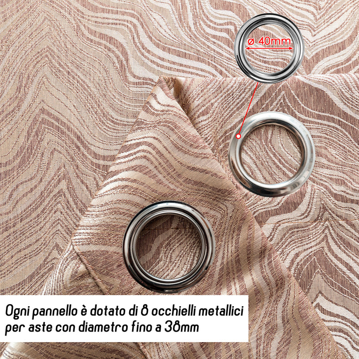 TENDA ZANTE SEMI OSCURANTE FANTASIA ONDE 1 PANNELLO 140X285CM ORO PALLIDO