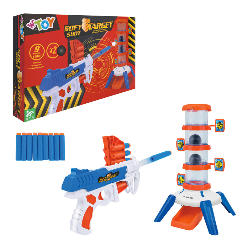 PISTOLA CON PROIETTILI SOFFICI E BERSAGLIO CON 2 PALLINE
