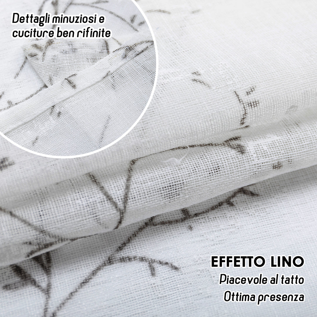 COPPIA TENDE ANTIGUA SEMI FILTRANTI FANTASIA MAGNOLIA 2X55X240CM BIANCO