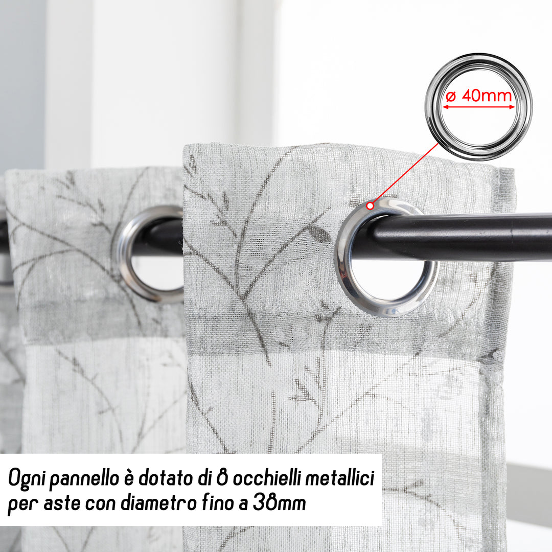 TENDA ANTIGUA SEMI FILTRANTE FANTASIA MAGNOLIA 1 PANNELLO 140X240CM GRIGIO