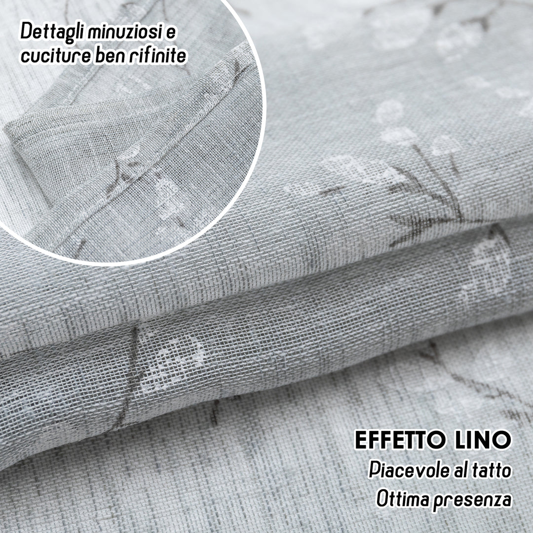 COPPIA TENDE ANTIGUA SEMI FILTRANTI FANTASIA MAGNOLIA 2X55X220CM GRIGIO