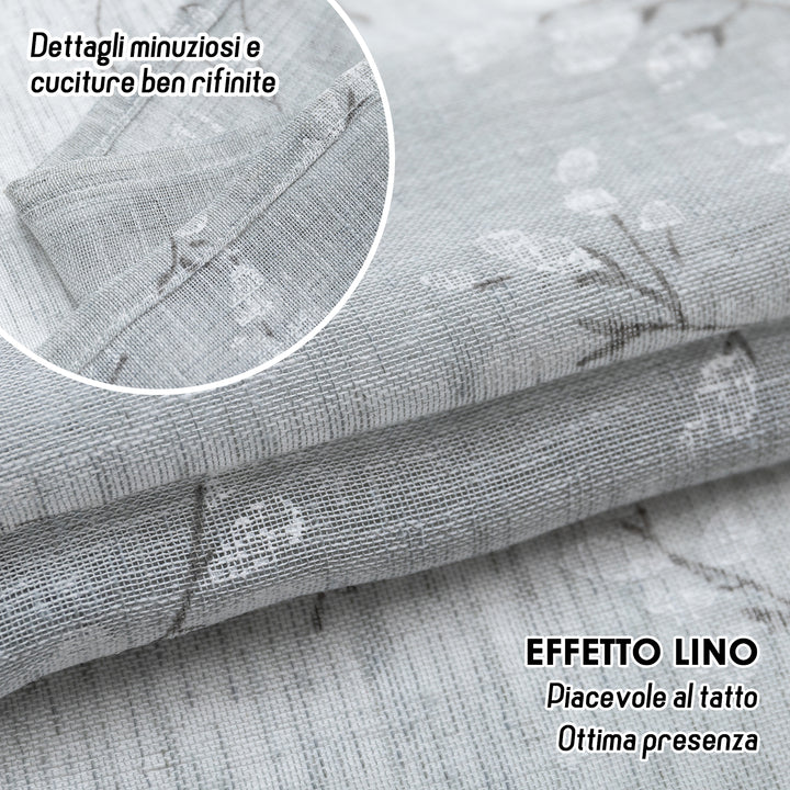 COPPIA TENDE ANTIGUA SEMI FILTRANTI FANTASIA MAGNOLIA 2X55X220CM GRIGIO