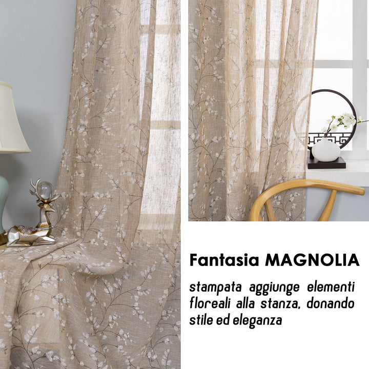 COPPIA TENDE ANTIGUA SEMI FILTRANTI FANTASIA MAGNOLIA 2X70X150CM MAGGESE