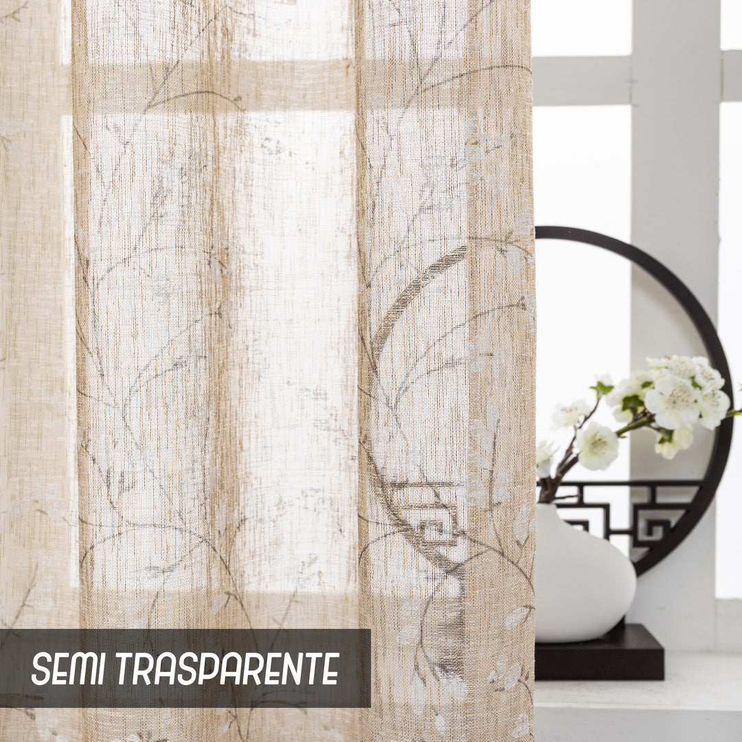 COPPIA TENDE ANTIGUA SEMI FILTRANTI FANTASIA MAGNOLIA 2X70X240CM MAGGESE