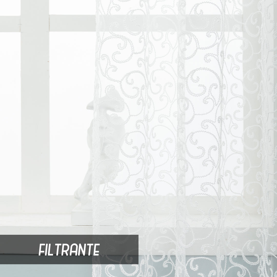 TENDA FILTRANTE IN PIZZO FANTASIA FLOREALE 1 PANNELLO 140X275CM BIANCO