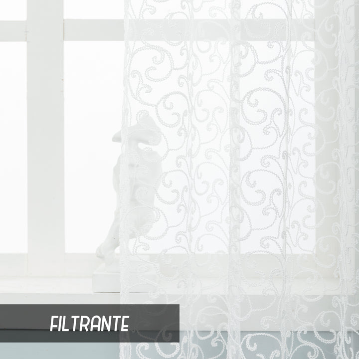 TENDA FILTRANTE IN PIZZO FANTASIA FLOREALE 1 PANNELLO 140X275CM BIANCO