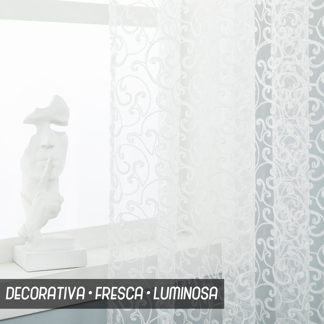 TENDA FILTRANTE IN PIZZO FANTASIA FLOREALE 1 PANNELLO 140X275CM BIANCO
