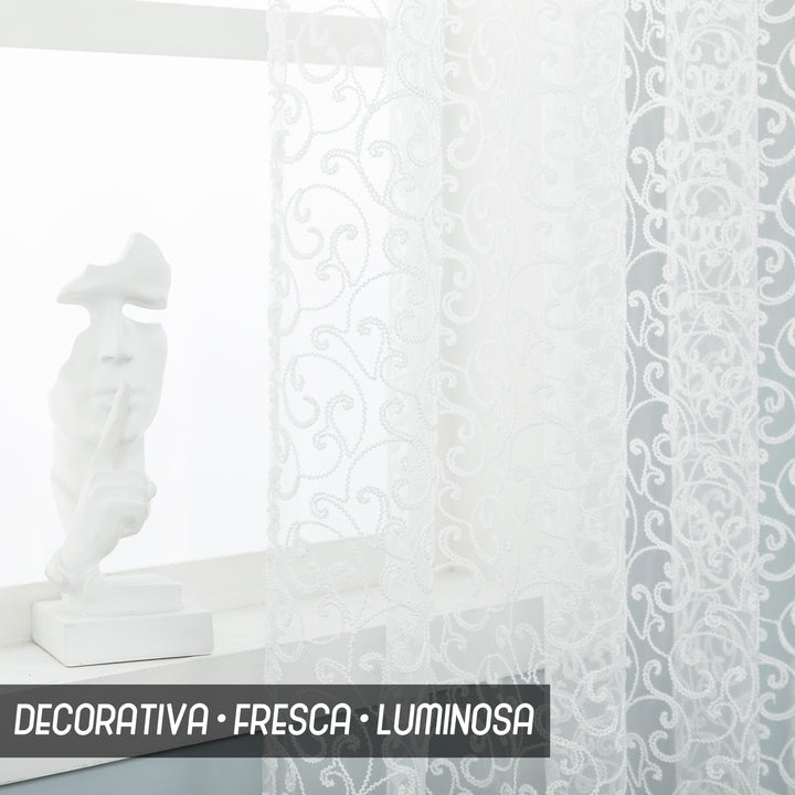 TENDA FILTRANTE IN PIZZO FANTASIA FLOREALE 1 PANNELLO 140X275CM BIANCO