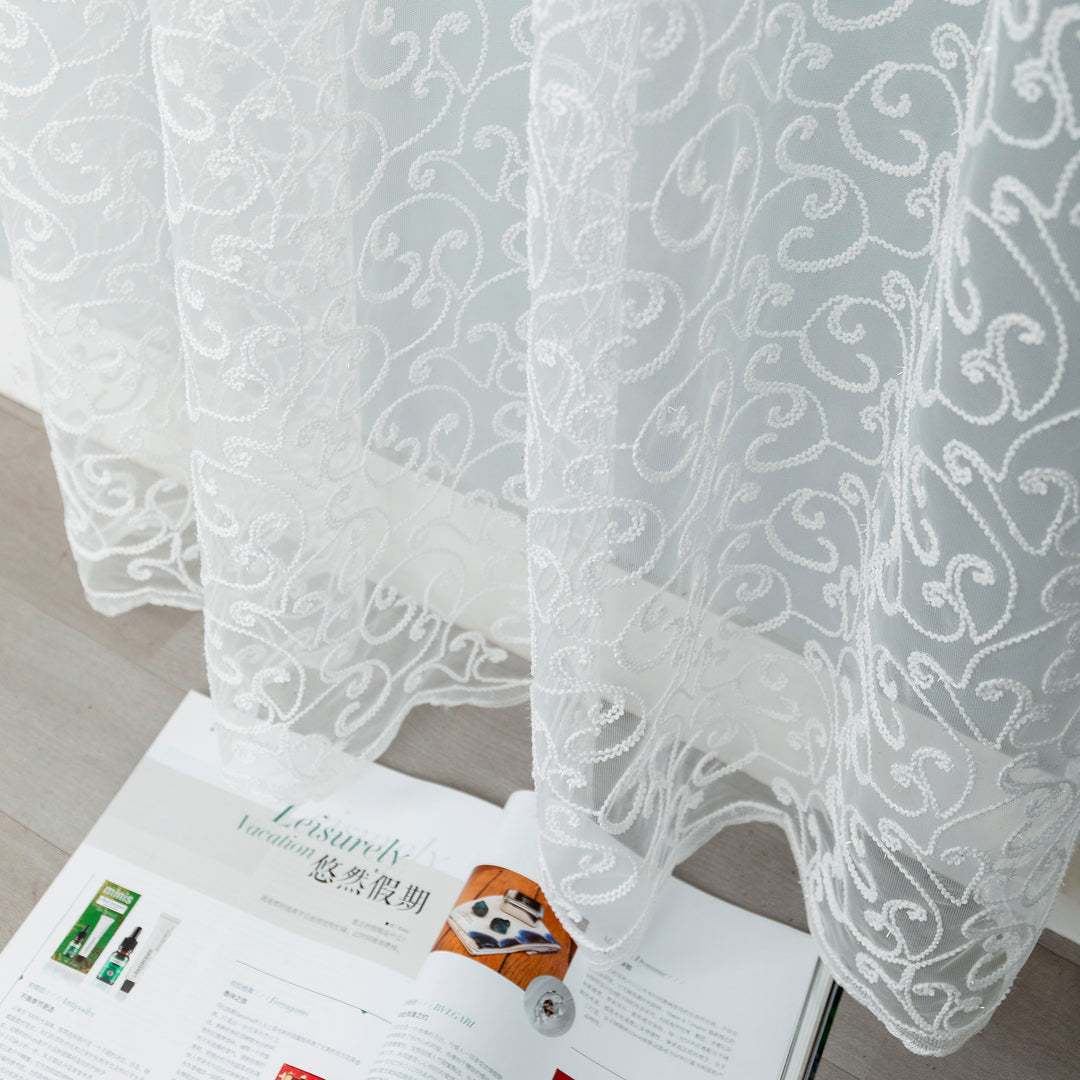 TENDA FILTRANTE IN PIZZO FANTASIA FLOREALE 1 PANNELLO 140X275CM BIANCO