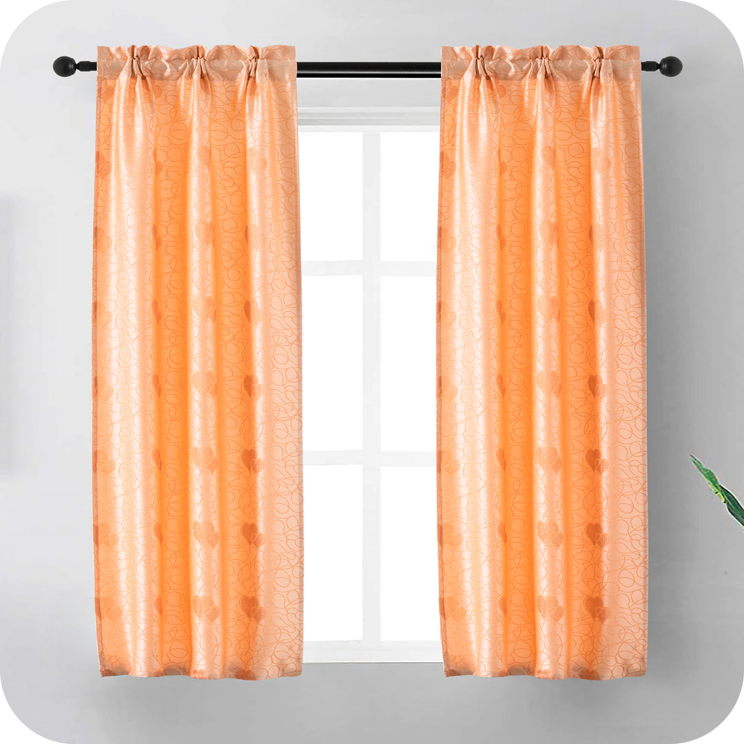 COPPIA TENDE SEMI OSCURANTI FANTASIA CUORI 2X70X145CM ALBICOCCA
