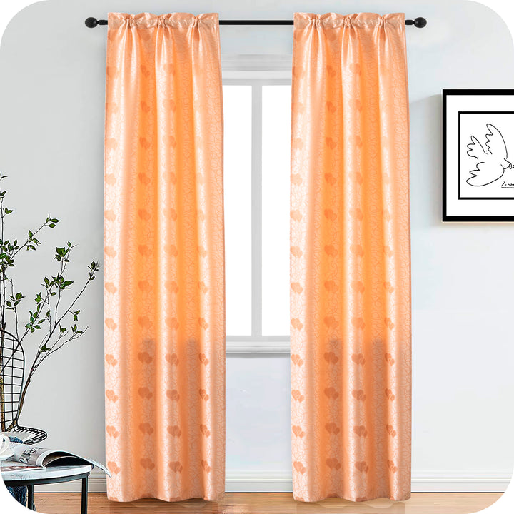COPPIA TENDE SEMI OSCURANTI FANTASIA CUORI 2X70X235CM ALBICOCCA