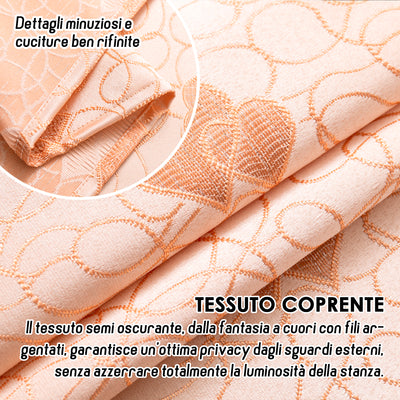 COPPIA TENDE SEMI OSCURANTI FANTASIA CUORI 2X70X235CM ALBICOCCA