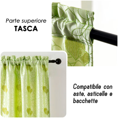 COPPIA TENDE SEMI OSCURANTI FANTASIA CUORI 2X70X235CM VERDE