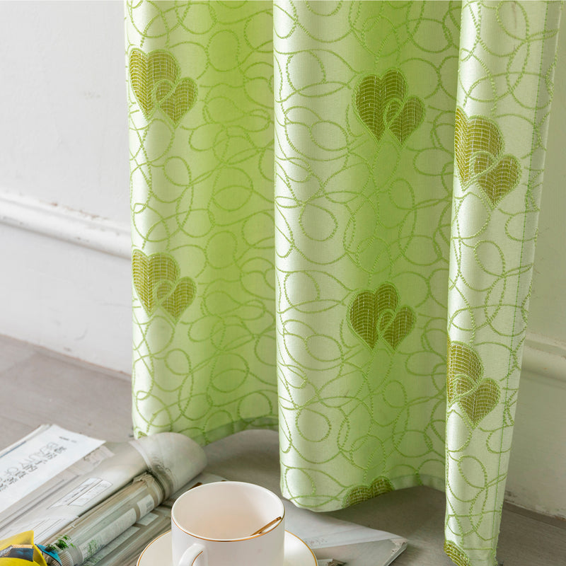 COPPIA TENDE SEMI OSCURANTI FANTASIA CUORI 2X70X235CM VERDE