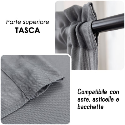 COPPIA TENDE KOMODO SEMI COPRENTI 2X70X240CM GRIGIO