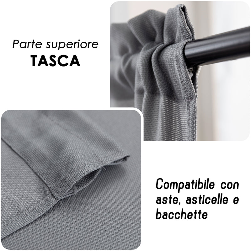 COPPIA TENDE KOMODO SEMI COPRENTI 2X70X240CM GRIGIO