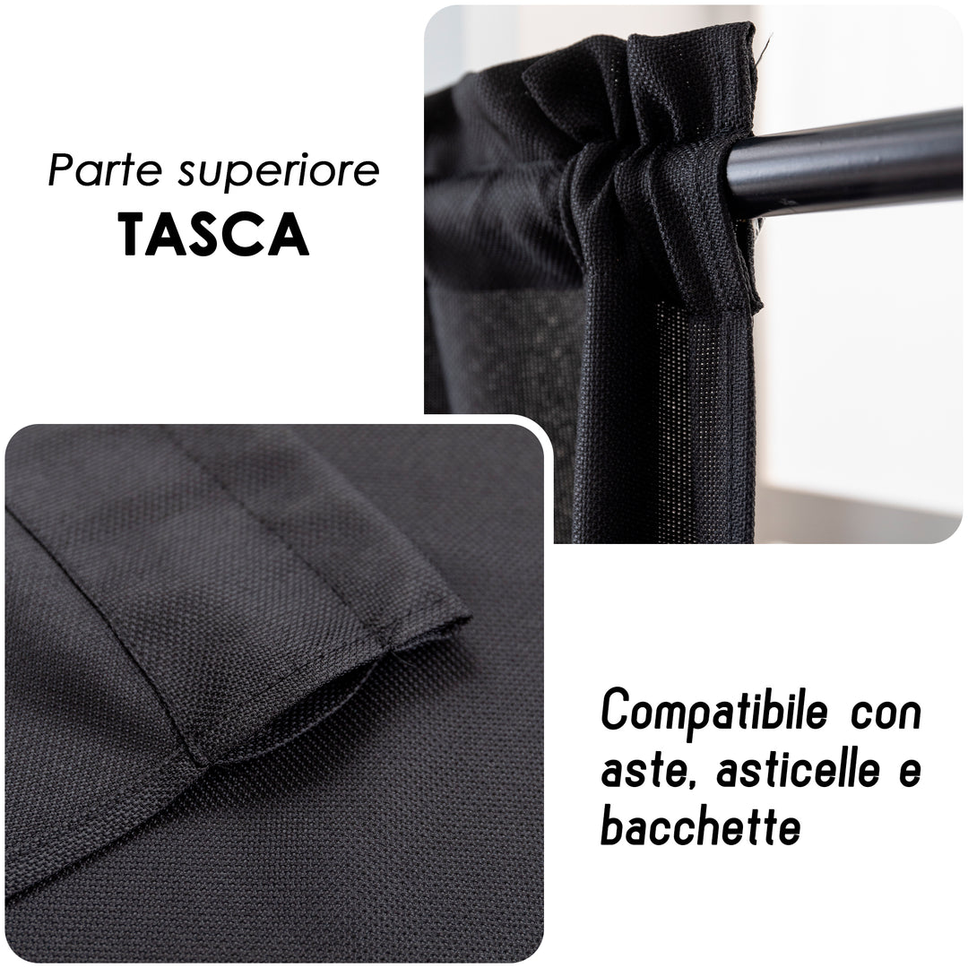 COPPIA TENDE KOMODO SEMI COPRENTI 2X70X240CM NERO