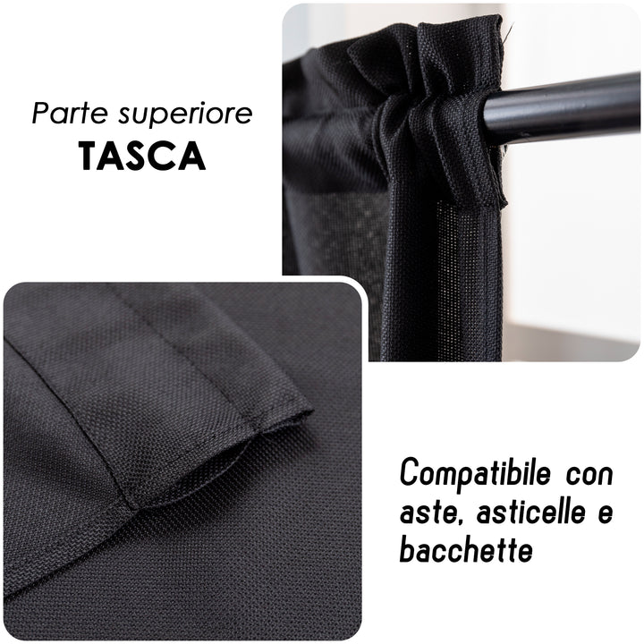 COPPIA TENDE KOMODO SEMI COPRENTI 2X70X240CM NERO