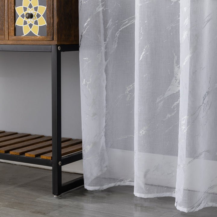 TENDA FAVIGNANA FILTRANTE FANTASIA ARGENTATA EFFETTO MARMO 1 PANNELLO 140X180CM BIANCO