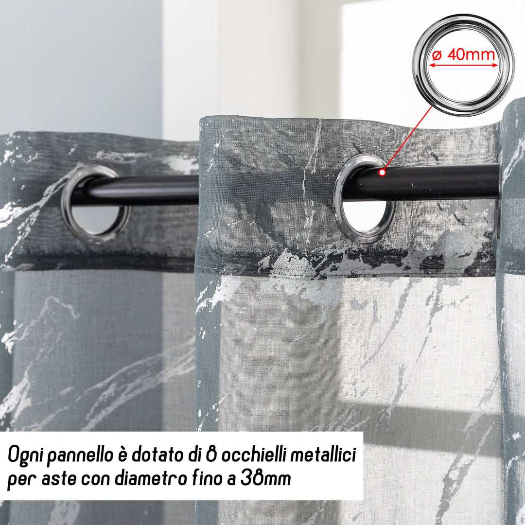 TENDA FAVIGNANA FILTRANTE FANTASIA ARGENTATA EFFETTO MARMO 1 PANNELLO 140X240CM GRIGIO