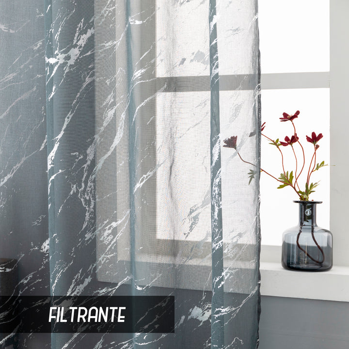 TENDA FAVIGNANA FILTRANTE FANTASIA ARGENTATA EFFETTO MARMO 1 PANNELLO 140X240CM GRIGIO