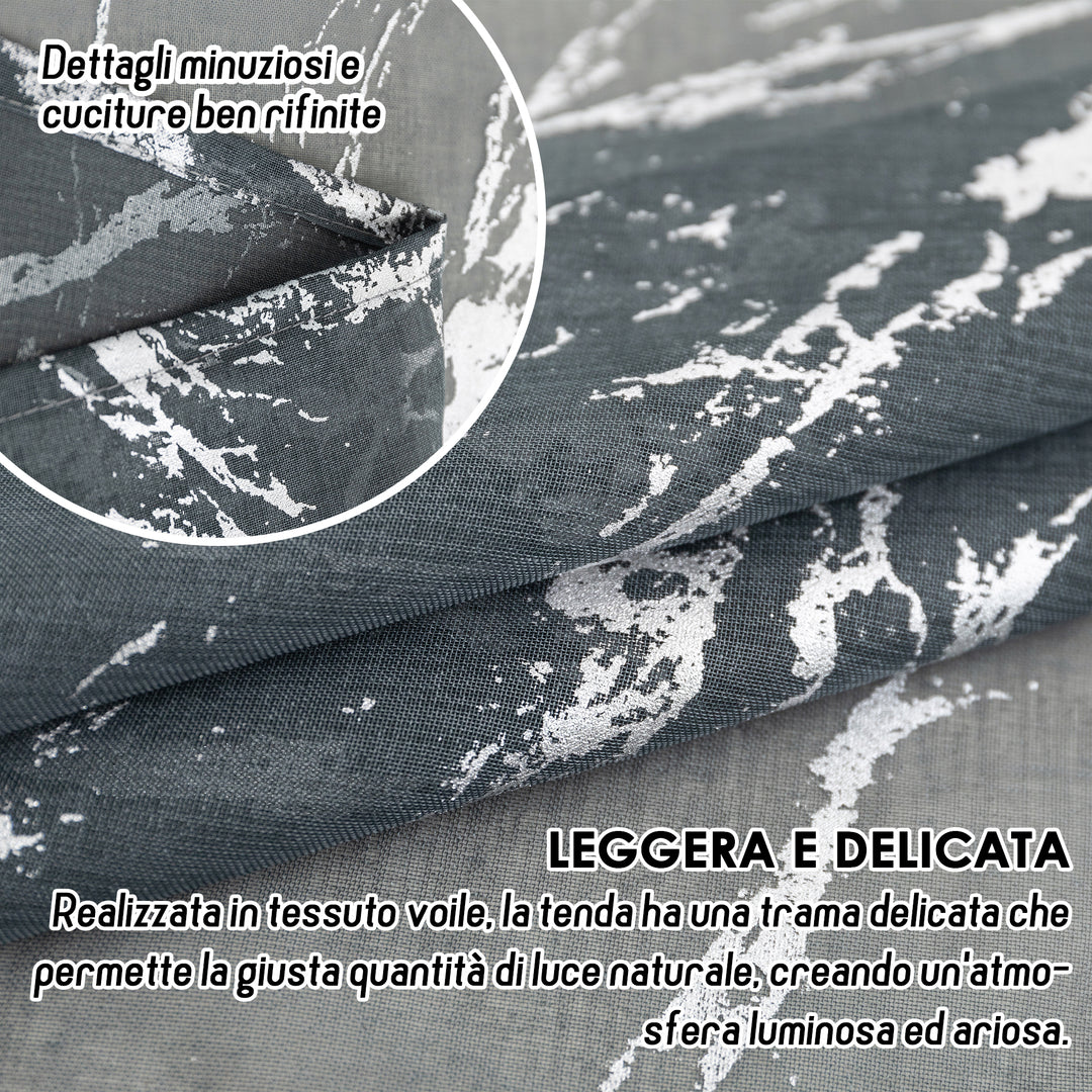 TENDA FAVIGNANA FILTRANTE FANTASIA ARGENTATA EFFETTO MARMO 1 PANNELLO 140X240CM GRIGIO